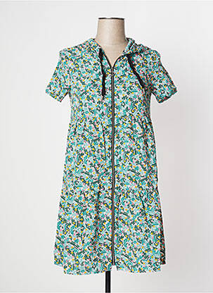 Rochie scurtă croială evazată mâneci scurte verde I.CODE (By IKKS) femeie