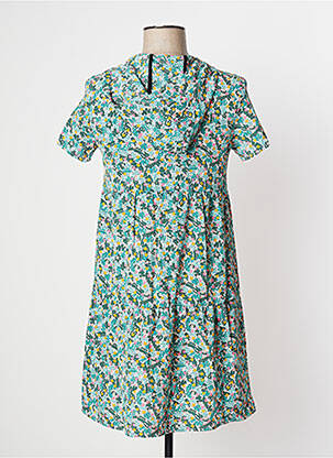 Rochie scurtă croială evazată mâneci scurte verde I.CODE (By IKKS) femeie
