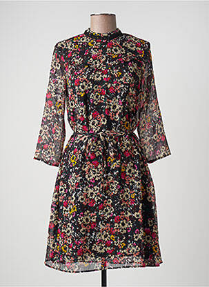 Rochie midi imprimeu floral mâneci lungi negru IKKS femeie