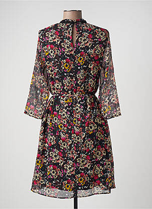 Rochie midi imprimeu floral mâneci lungi negru IKKS femeie