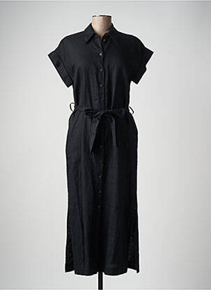Rochie lungă țesătură poplin mâneci scurte negru MARC AUREL femeie