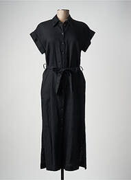 Rochie lungă țesătură poplin mâneci scurte negru MARC AUREL femeie