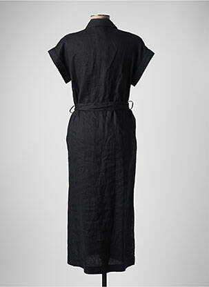 Rochie lungă țesătură poplin mâneci scurte negru MARC AUREL femeie