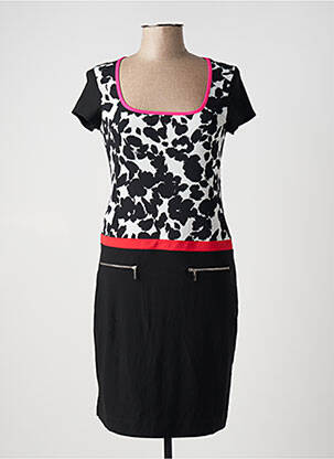 Rochie midi imprimeu fantezie mâneci scurte negru GARELLA femeie