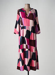 Rochie lungă croială evazată mâneci 3/4 roz STREET ONE femme