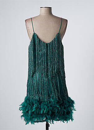 Rochie scurtă guler rotund bretele subțiri verde MY FASHION femeie