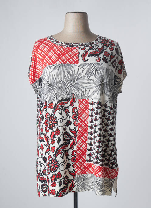 Pulover tunică țesătură melanj mâneci scurte alb MARINA SPORT femme