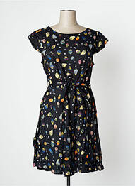 Rochie midi imprimeu fantezie mâneci scurte negru MD'M femme