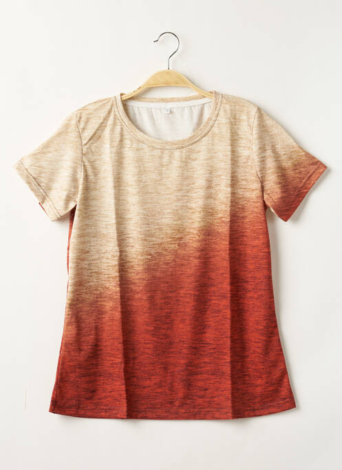 Tricou imprimeu fantezie mâneci scurte bej SANS MARQUE femme