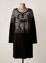 Rochie midi imprimeu fantezie mâneci lungi negru LO! LES FILLES femme