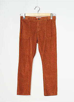 Pantalon slim țesătură catifea maro MKT STUDIO fată