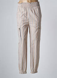 Pantalon drept țesătură poplin talie înaltă bej TWINSET femeie