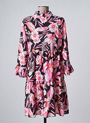 Rochie scurtă imprimeu floral mâneci 3/4 roz JS MILLENIUM femeie