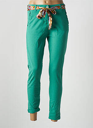 Pantalon 7/8 talie înaltă talie înaltă verde IZZY femeie