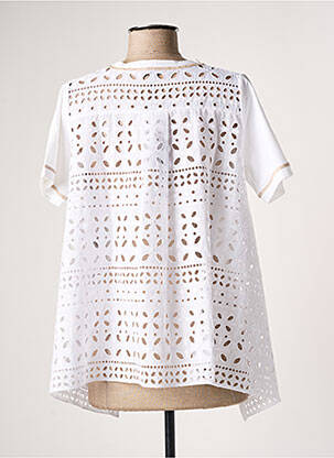 Top țesătură jersey mâneci scurte alb D.EXTERIOR femeie