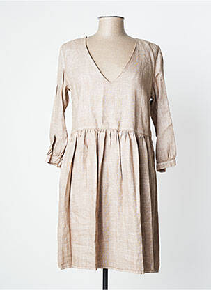 Rochie midi mâneci 3/4 mâneci 3/4 bej MANILA GRACE femeie