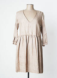 Rochie midi mâneci 3/4 mâneci 3/4 bej MANILA GRACE femeie
