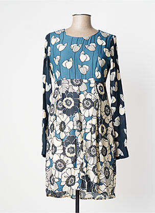 Rochie midi imprimeu floral mâneci lungi albastru MANILA GRACE femeie