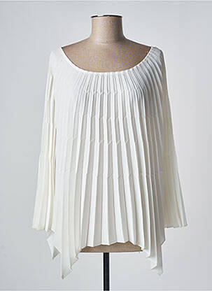 Top guler rotund mâneci 3/4 alb INDIES femme