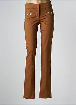 Pantalon slim țesătură poplin mărime normală galben BLANC BLEU femeie