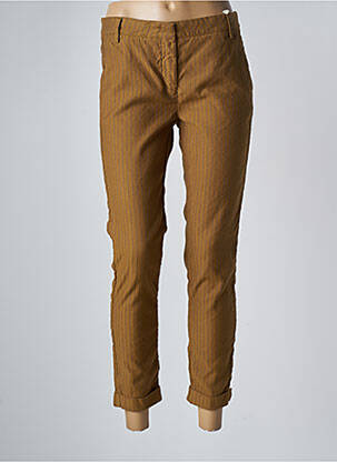 Pantalon 7/8 țesătură poplin talie joasă galben MANILA GRACE femeie