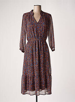 Rochie midi imprimeu fantezie mâneci lungi maro RUE DES ABBESSES femeie