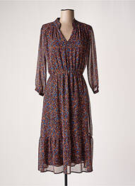 Rochie midi imprimeu fantezie mâneci lungi maro RUE DES ABBESSES femeie