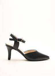 Sandale/pantofi decupați țesătură satinată toc de 4 la 6 cm negru ARTIKA SOFT femme