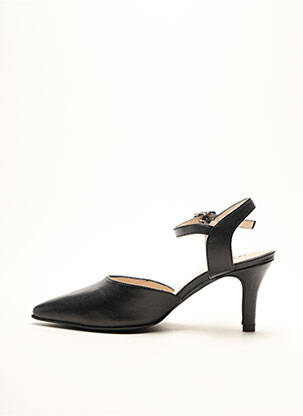 Sandale/pantofi decupați țesătură satinată toc de 4 la 6 cm negru ARTIKA SOFT femeie