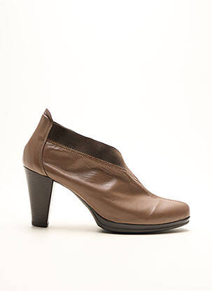 Botine/ghete țesătură satinată toc de 7 la 9 cm maro MÊME ENCORE femeie