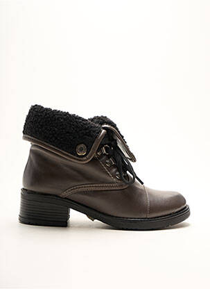Botine/ghete țesătură satinată toc de 4 la 6 cm maro BELLE ET BIEN femeie