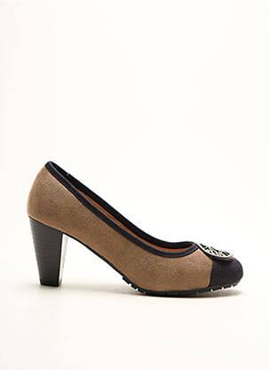 Pantofi cu toc țesătură satinată toc de 4 la 6 cm maro 226 SHOES femeie