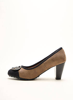 Pantofi cu toc țesătură satinată toc de 4 la 6 cm maro 226 SHOES femeie