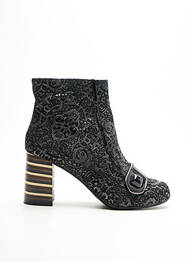 Botine/ghete vârf rotund toc de 4 la 6 cm gri NEMONIC femme