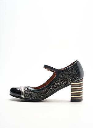 Pantofi cu toc țesătură satinată toc de 4 la 6 cm negru NEMONIC femeie