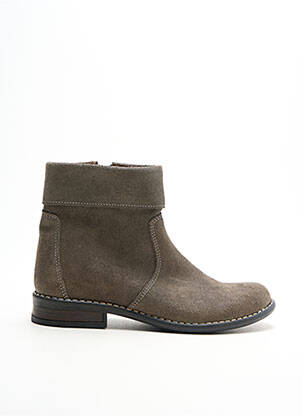 Botine/ghete țesătură satinată toc mic gri BELLAMY fată