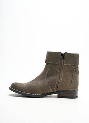 Botine/ghete țesătură satinată toc mic gri BELLAMY fată