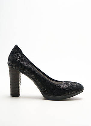 Pantofi cu toc țesătură satinată toc de 7 la 9 cm negru UN MATIN D'ETE femeie