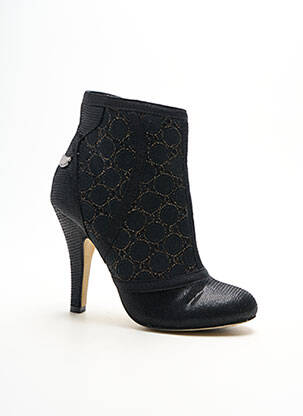 Botine/ghete țesătură satinată toc de 7 la 9 cm negru LOLLIPOPS femeie