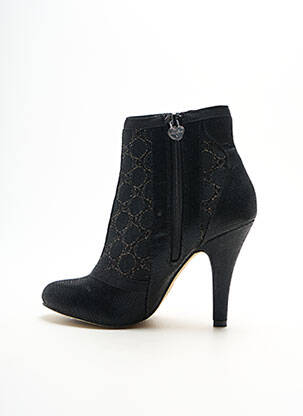 Botine/ghete țesătură satinată toc de 7 la 9 cm negru LOLLIPOPS femeie
