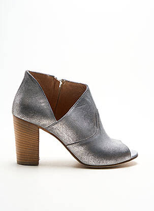 Botine/ghete material neted toc de 7 la 9 cm gri LA ZAMPA femeie
