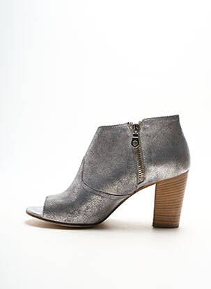 Botine/ghete material neted toc de 7 la 9 cm gri LA ZAMPA femeie