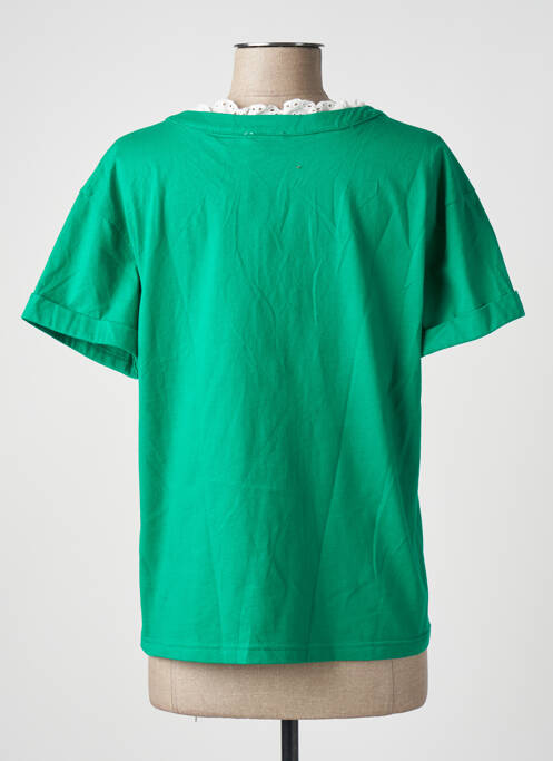 Tricou croială dreaptă mâneci scurte verde KILKY femme