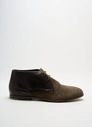 Botine/ghete țesătură satinată toc mic maro HEXAGONE homme