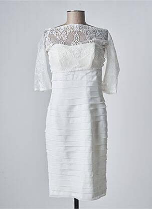 Rochie midi mâneci lungi mâneci lungi alb FASHION NEW YORK femeie
