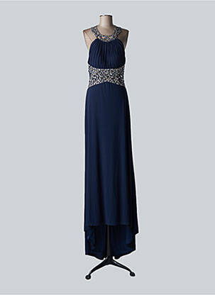 Rochie lungă mâneci spate gol fără mâneci albastru FASHION NEW YORK femeie