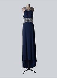 Rochie lungă croială evazată fără mâneci albastru FASHION NEW YORK femme