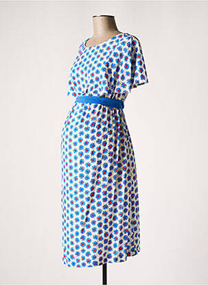 Rochie de maternitate guler rotund albastru POMKIN femeie