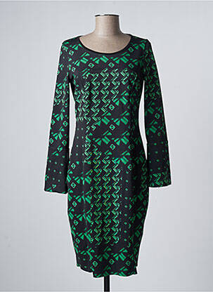 Rochie midi imprimeu fantezie mâneci lungi negru EROKE femeie