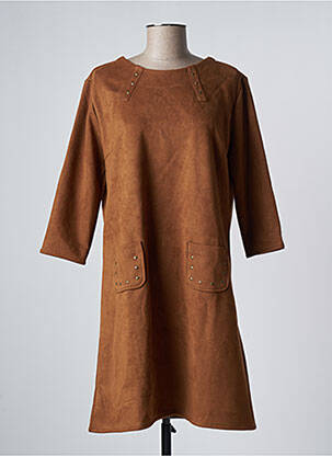 Rochie midi mâneci 3/4 mâneci 3/4 maro THALASSA femeie